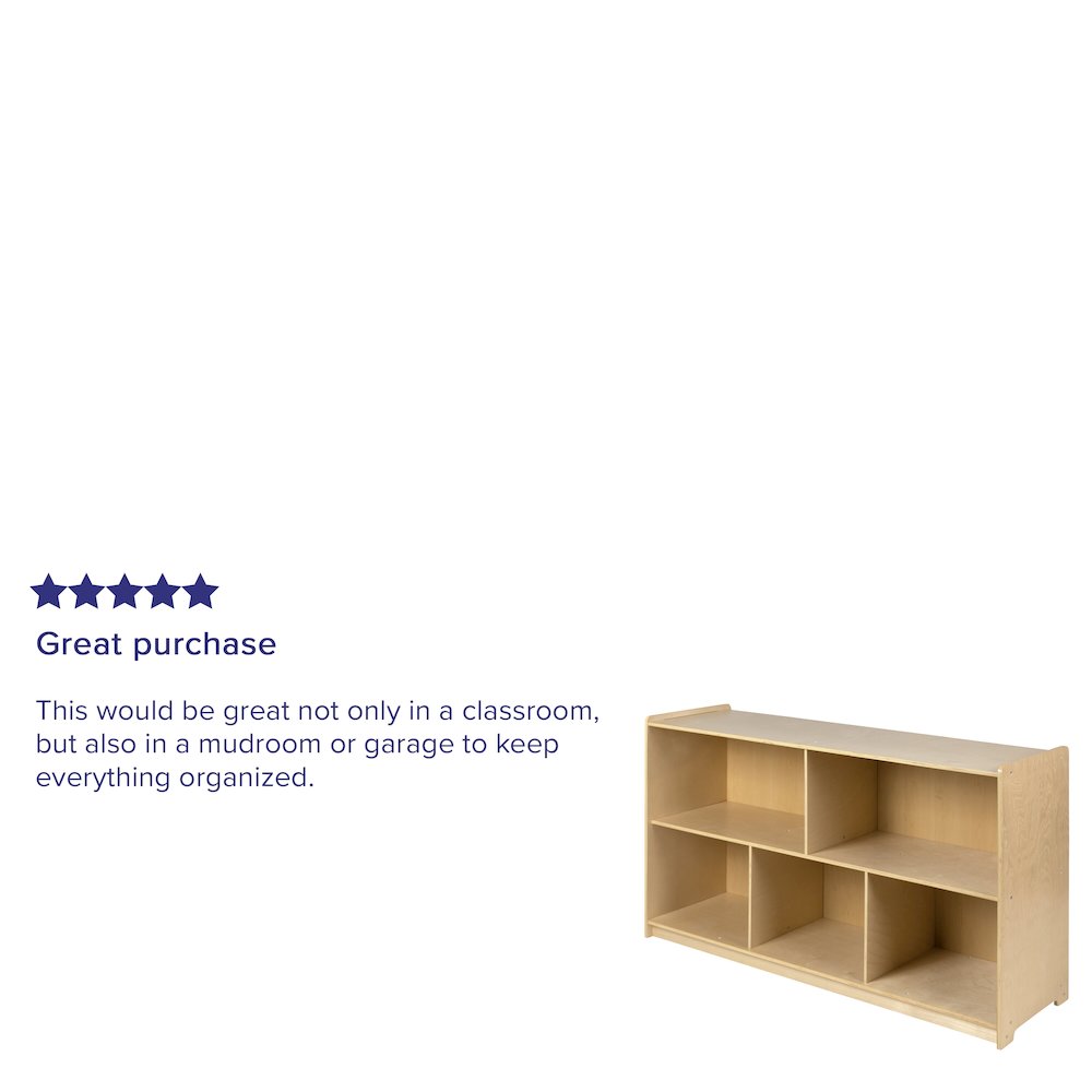 Wooden 5 Section School Classroom Storage Cabinet - 30"H x 48"L (Natural). Picture 5
