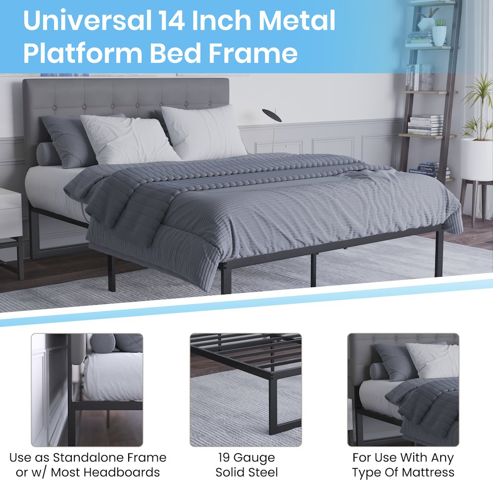 Universal 14 in Metal Platform Bed Frame - Queen. Picture 4