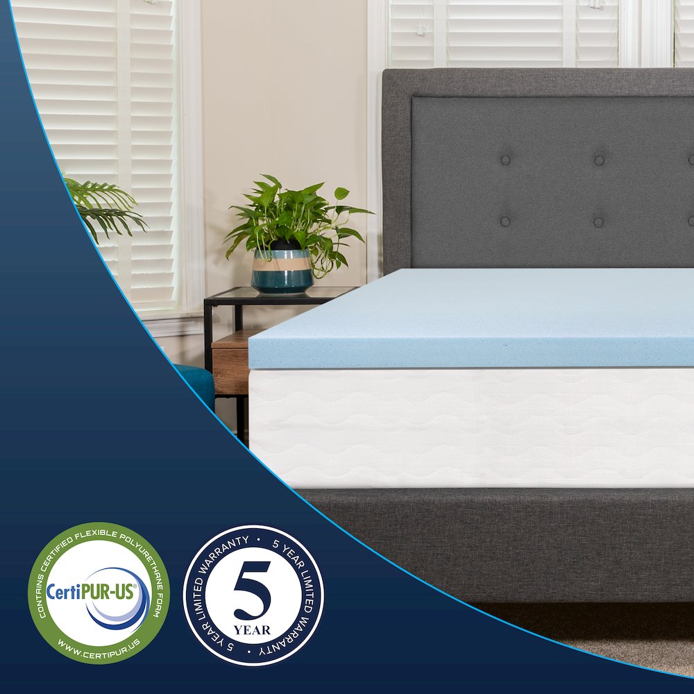 3 inch Cool Gel Mattress Topper with CertiPUR-US Certified Memory Foam - Twin. Picture 8