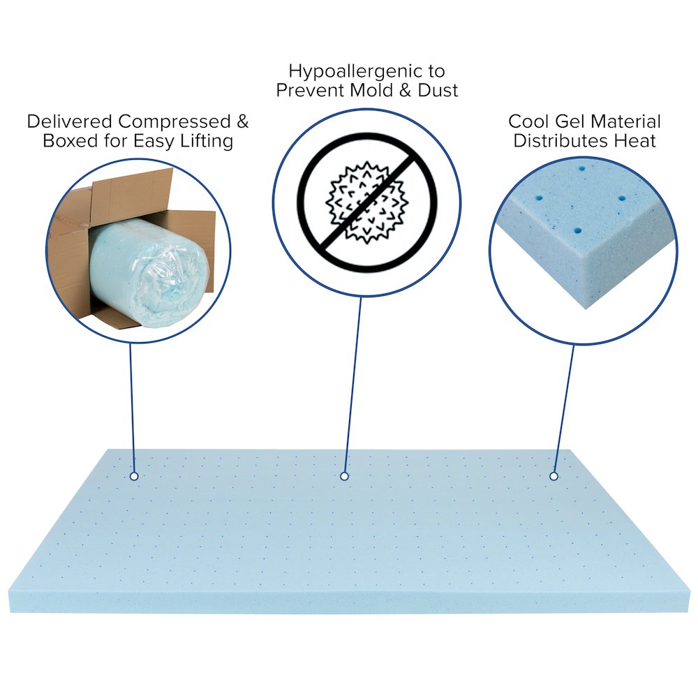 3 inch Cool Gel Mattress Topper with CertiPUR-US Certified Memory Foam - Twin. Picture 6