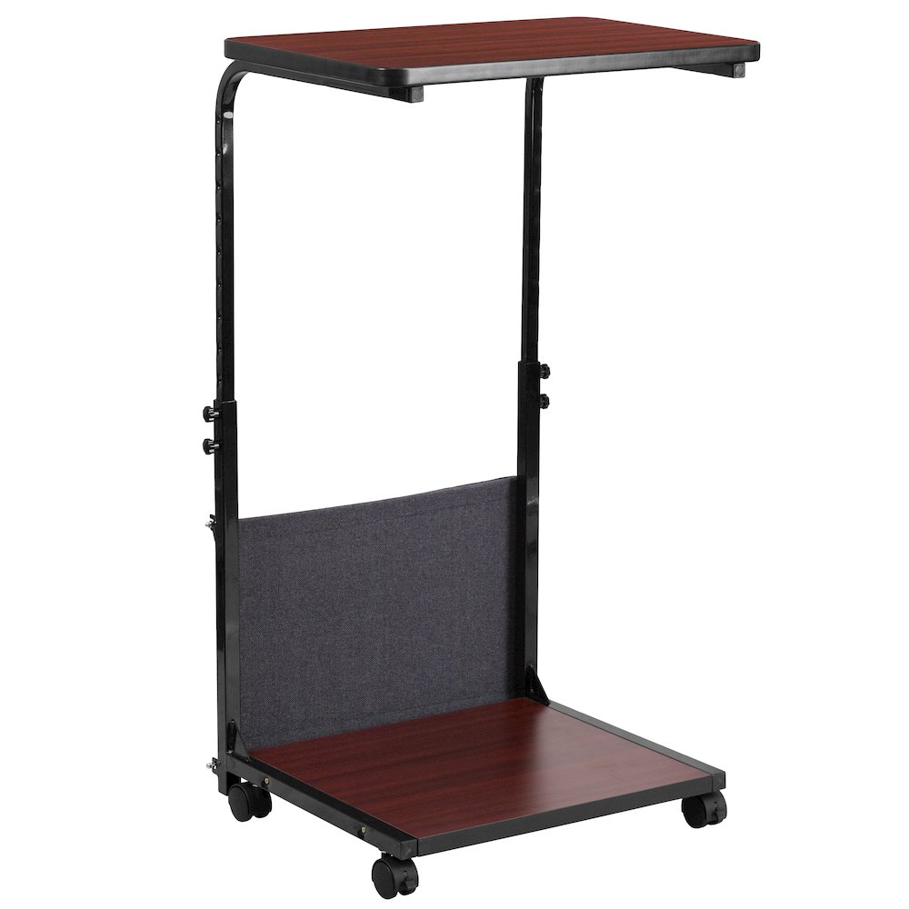 Mobile Sit-Down, Stand-Up Mahogany Computer Desk. Picture 1