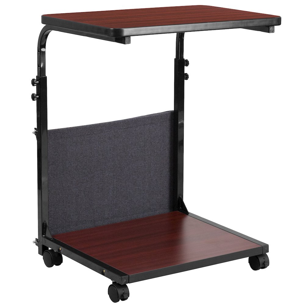 Mobile Sit-Down, Stand-Up Mahogany Computer Desk. Picture 6