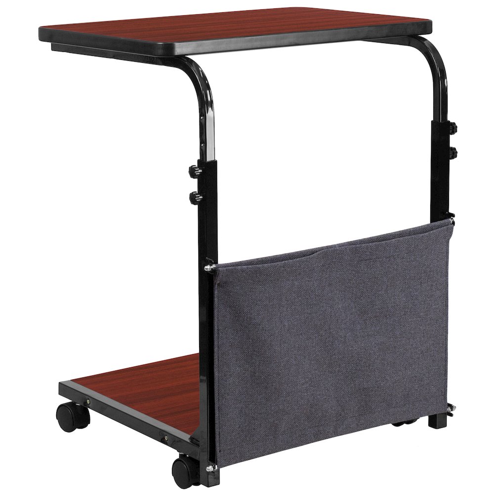 Mobile Sit-Down, Stand-Up Mahogany Computer Desk. Picture 7