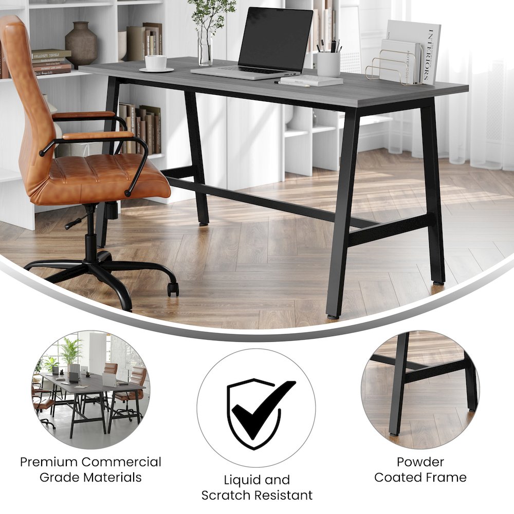 Contemporary 60x24 Commercial Grade Conference Table, Gray Oak. Picture 4