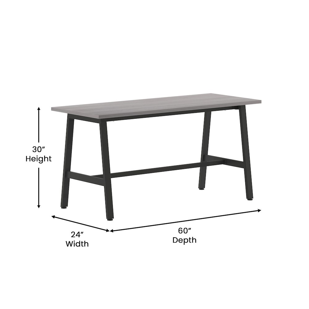 Contemporary 60x24 Commercial Grade Conference Table, Gray Oak. Picture 5