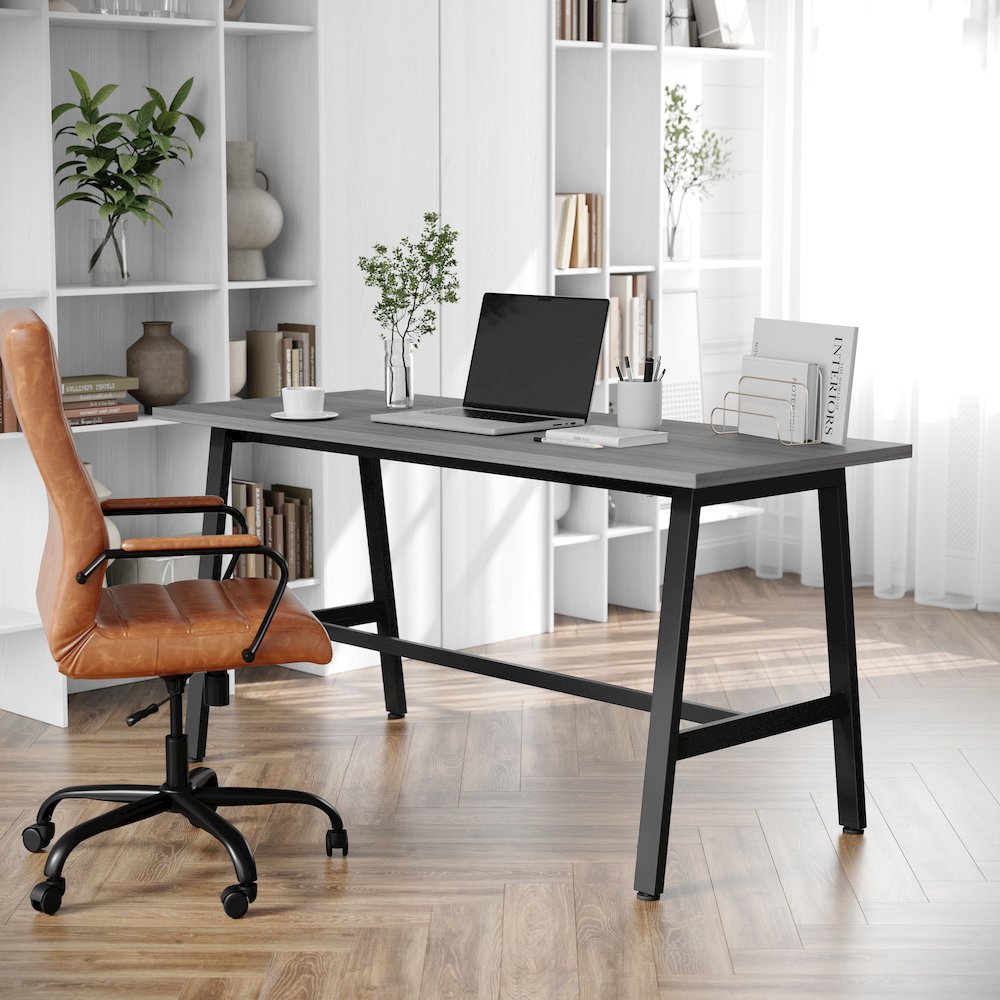 Contemporary 60x24 Commercial Grade Conference Table, Gray Oak. Picture 3