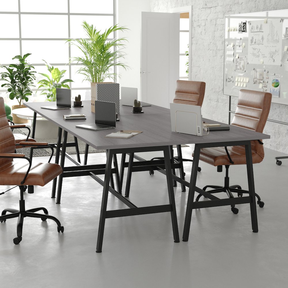Contemporary 60x24 Commercial Grade Conference Table, Gray Oak. Picture 6