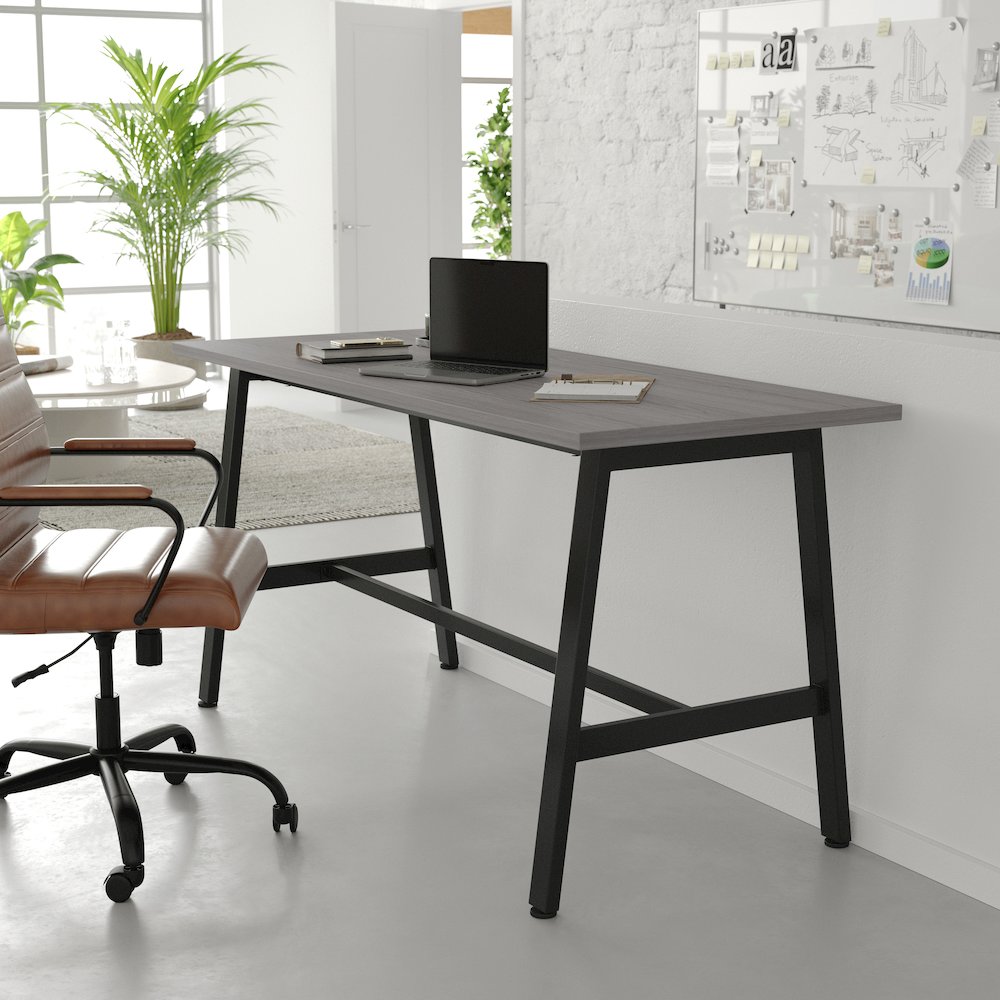 Contemporary 60x24 Commercial Grade Conference Table, Gray Oak. Picture 7
