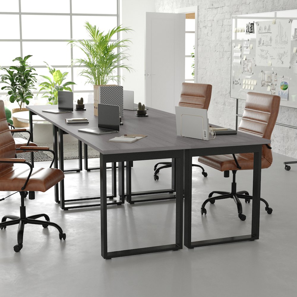 Contemporary 60x24 Commercial Grade Conference Table, Gray Oak. Picture 6