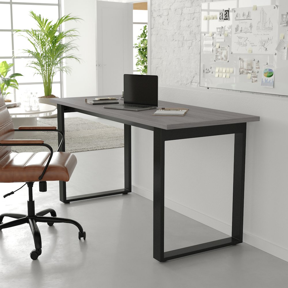 Contemporary 60x24 Commercial Grade Conference Table, Gray Oak. Picture 7