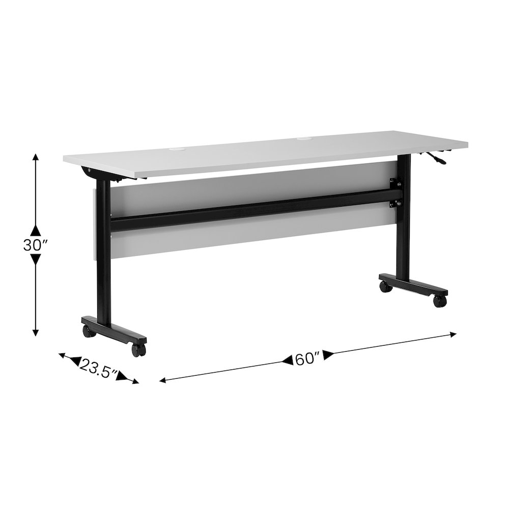 60" x 24" Nesting Flip Training Table with T-Legs, Modesty Panel, Gray Tabletop. Picture 5