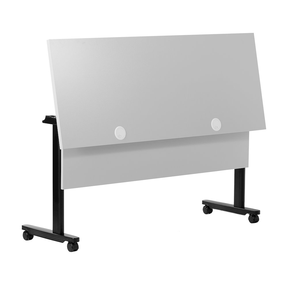 60" x 24" Nesting Flip Training Table with T-Legs, Modesty Panel, Gray Tabletop. Picture 9