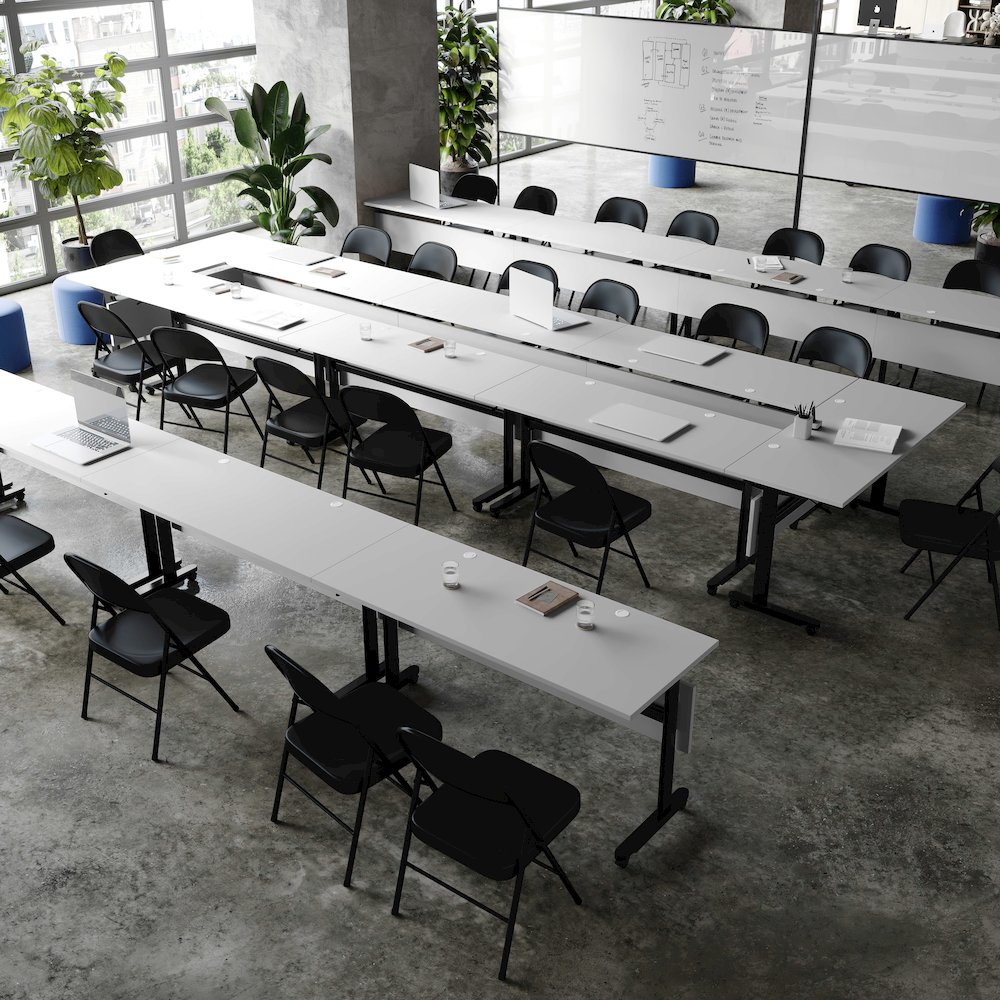 60" x 24" Nesting Flip Training Table with T-Legs, Modesty Panel, Gray Tabletop. Picture 7