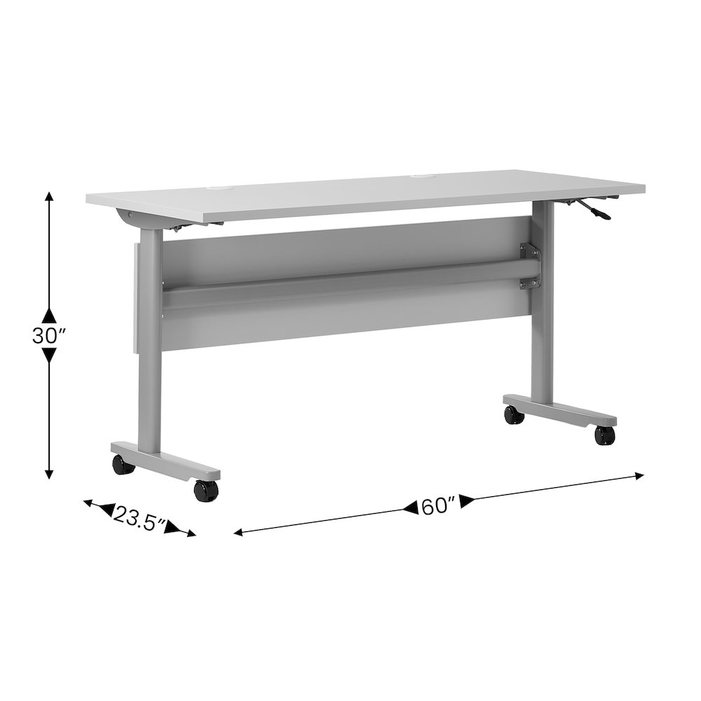60" x 24" Nesting Flip Training Table with T-Legs, Modesty Panel, Gray Tabletop. Picture 5