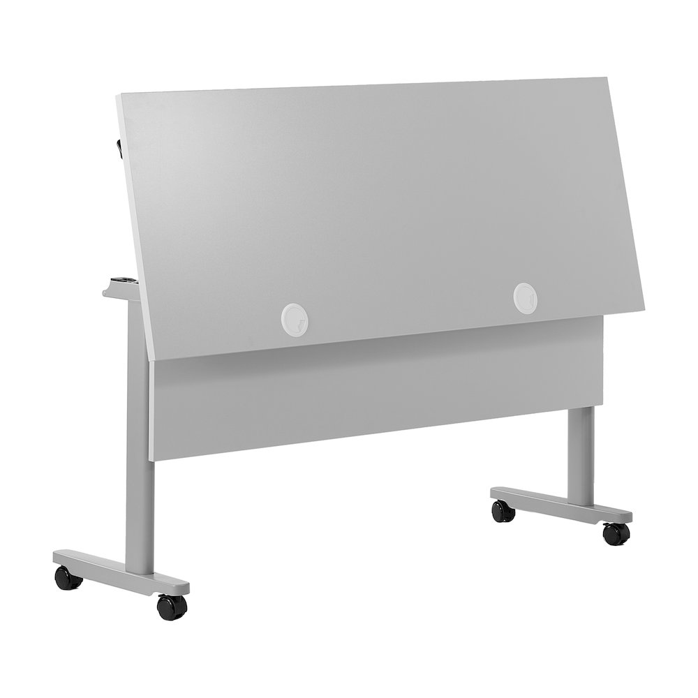 60" x 24" Nesting Flip Training Table with T-Legs, Modesty Panel, Gray Tabletop. Picture 9