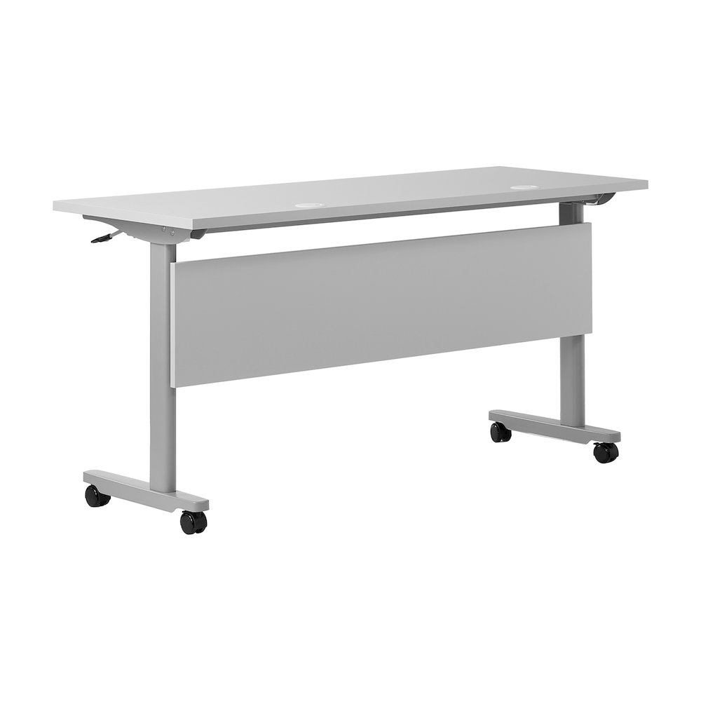 60" x 24" Nesting Flip Training Table with T-Legs, Modesty Panel, Gray Tabletop. Picture 16