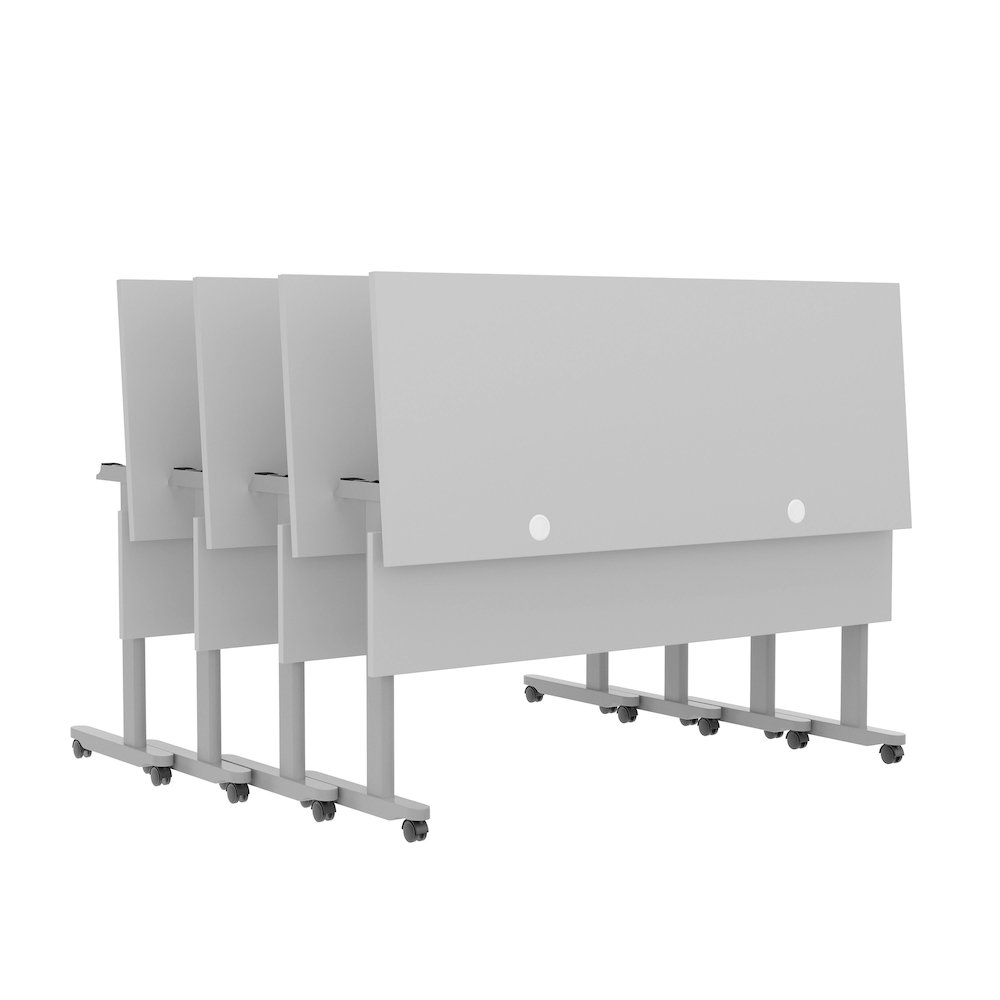 60" x 24" Nesting Flip Training Table with T-Legs, Modesty Panel, Gray Tabletop. Picture 17