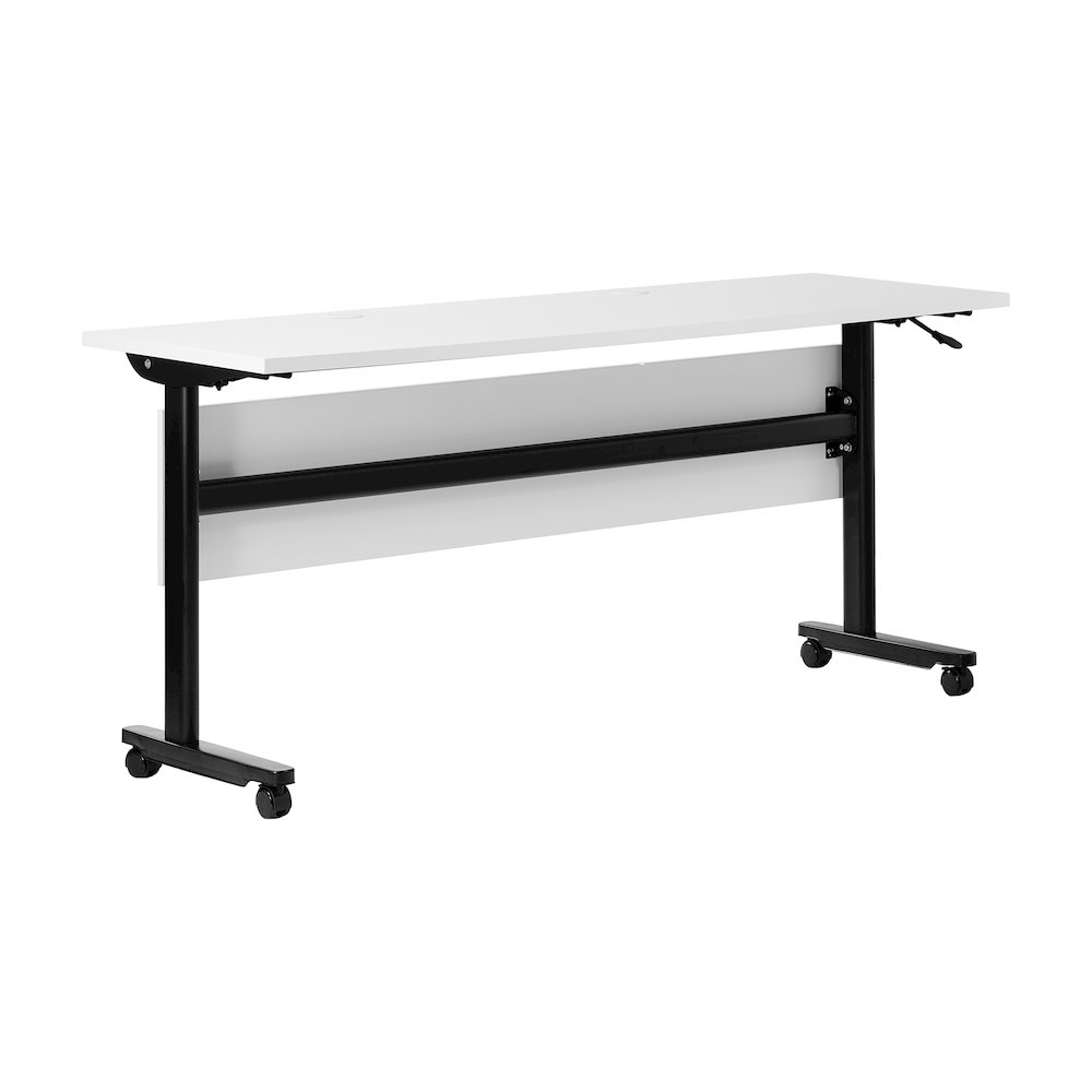 60" x 24" Nesting Flip Training Table with T-Legs, Modesty Panel, White Tabletop. Picture 1