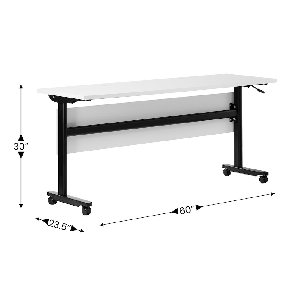 60" x 24" Nesting Flip Training Table with T-Legs, Modesty Panel, White Tabletop. Picture 5
