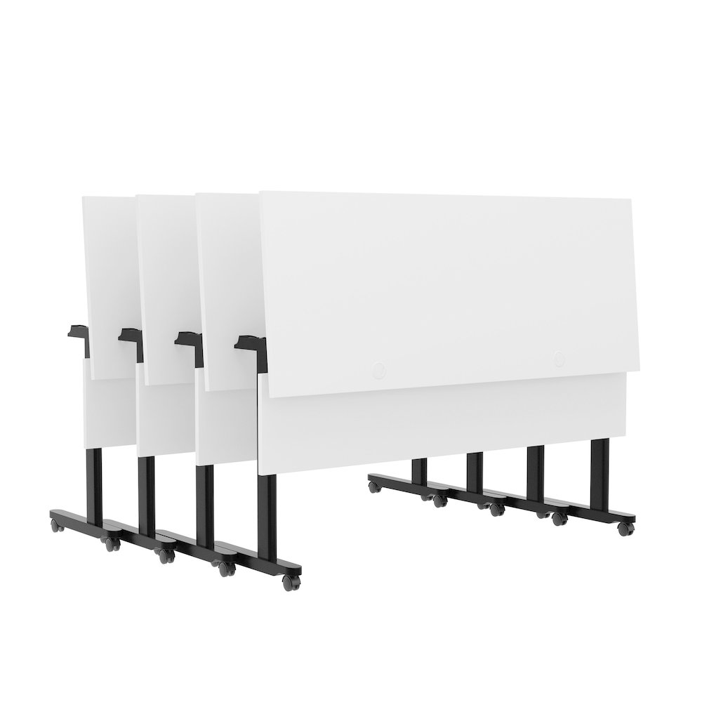 60" x 24" Nesting Flip Training Table with T-Legs, Modesty Panel, White Tabletop. Picture 17