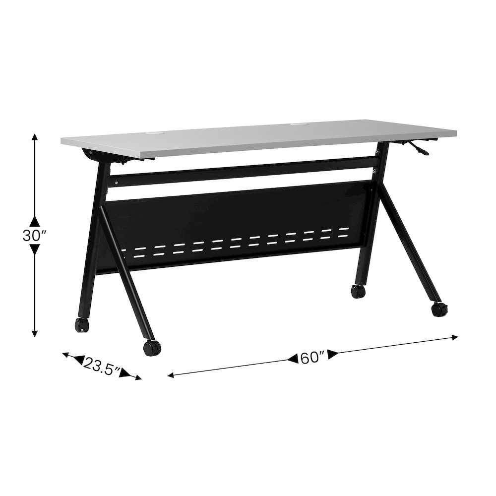 60" x 24" Nesting Flip Training Table with Y-Legs, Modesty Panel, Gray Tabletop. Picture 5