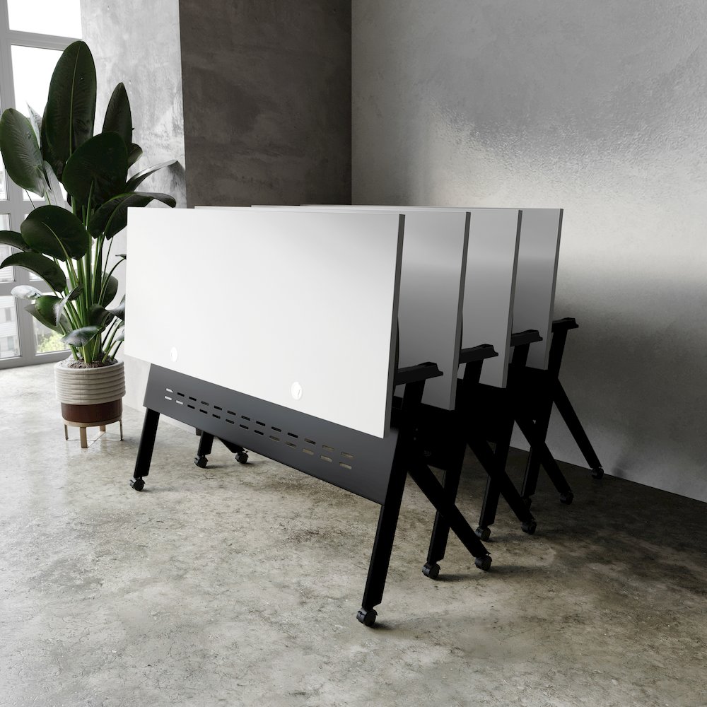 60" x 24" Nesting Flip Training Table with Y-Legs, Modesty Panel, Gray Tabletop. Picture 3