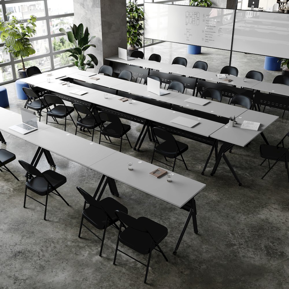60" x 24" Nesting Flip Training Table with Y-Legs, Modesty Panel, Gray Tabletop. Picture 7