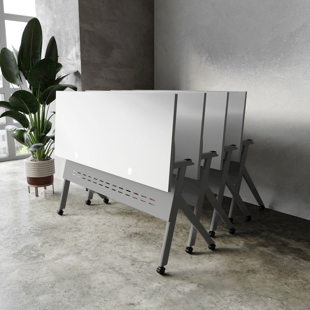 60" x 24" Nesting Flip Training Table with Y-Legs, Modesty Panel, Gray Tabletop. Picture 3