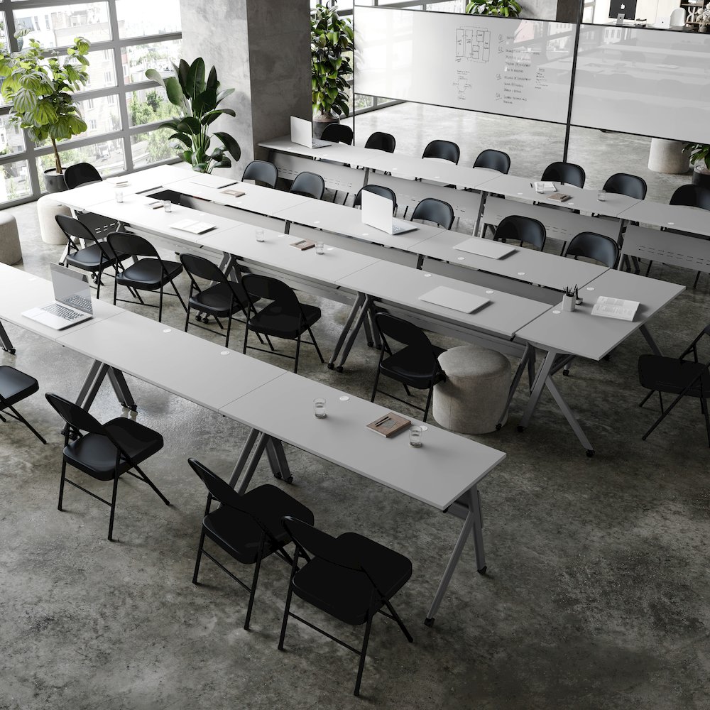 60" x 24" Nesting Flip Training Table with Y-Legs, Modesty Panel, Gray Tabletop. Picture 7