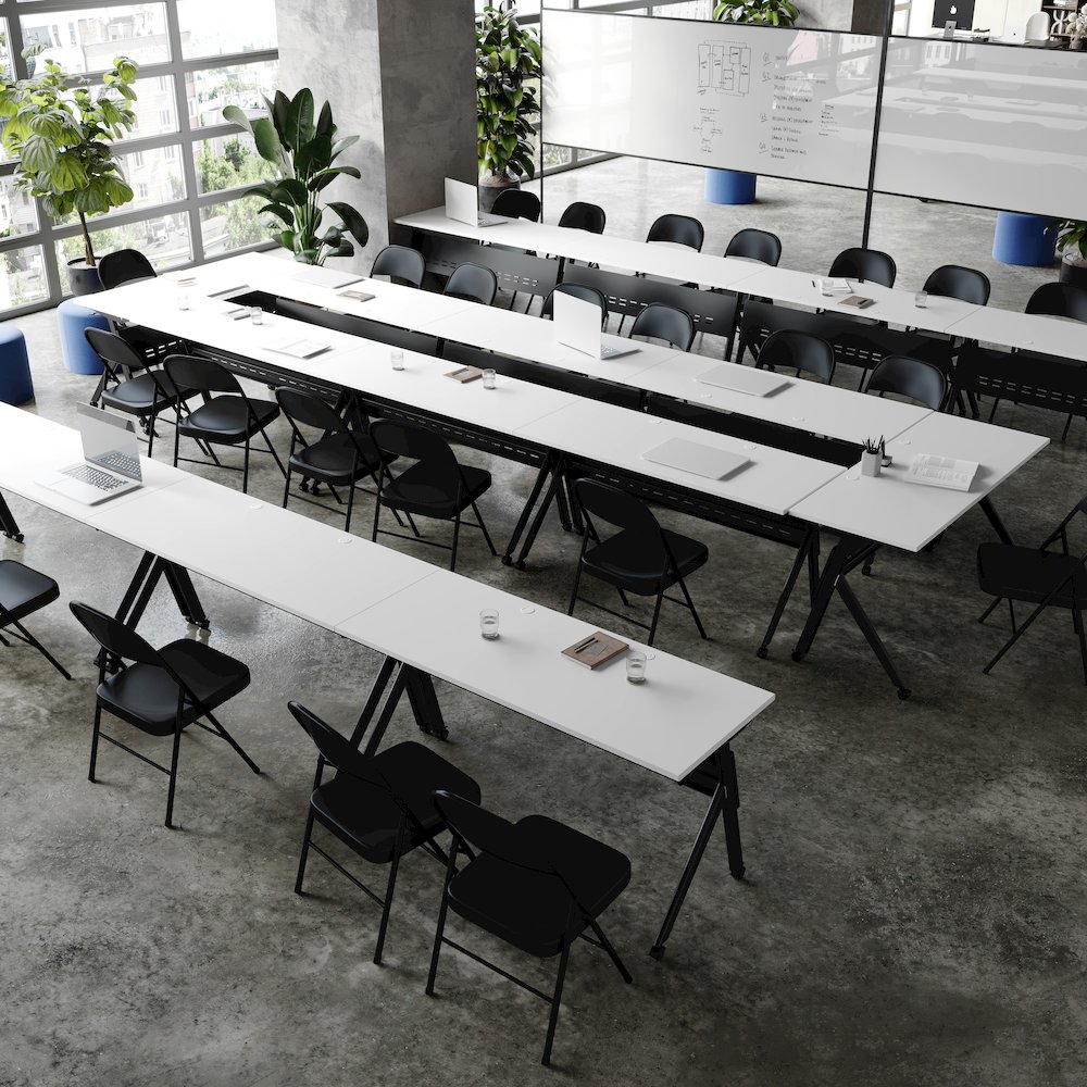 60" x 24" Nesting Flip Training Table with Y-Legs, Modesty Panel, White Tabletop. Picture 7