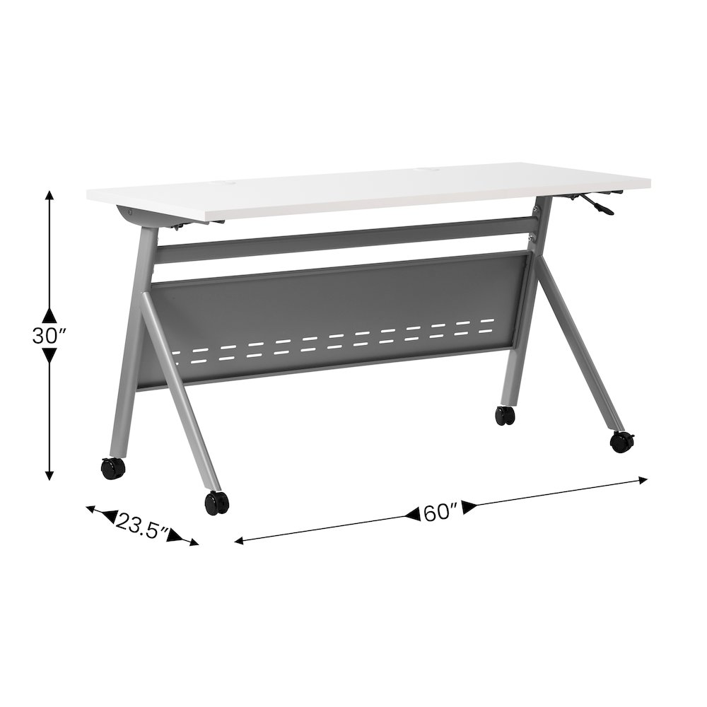 60" x 24" Nesting Flip Training Table with Y-Legs, Modesty Panel, White Tabletop. Picture 5