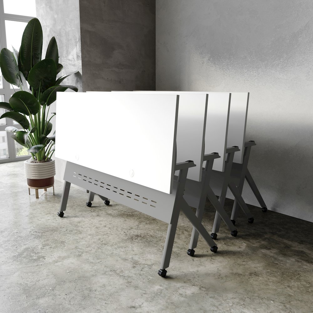 60" x 24" Nesting Flip Training Table with Y-Legs, Modesty Panel, White Tabletop. Picture 3