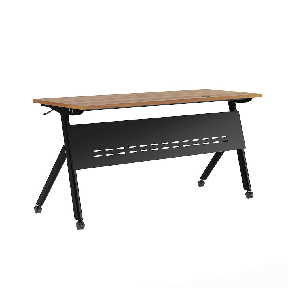 60"x 24" Nesting Flip Training Table with Y-Legs, Modesty Panel, Walnut Tabletop. Picture 16