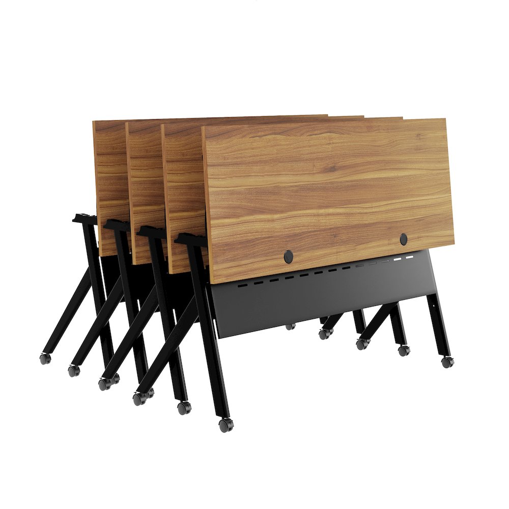 60"x 24" Nesting Flip Training Table with Y-Legs, Modesty Panel, Walnut Tabletop. Picture 17