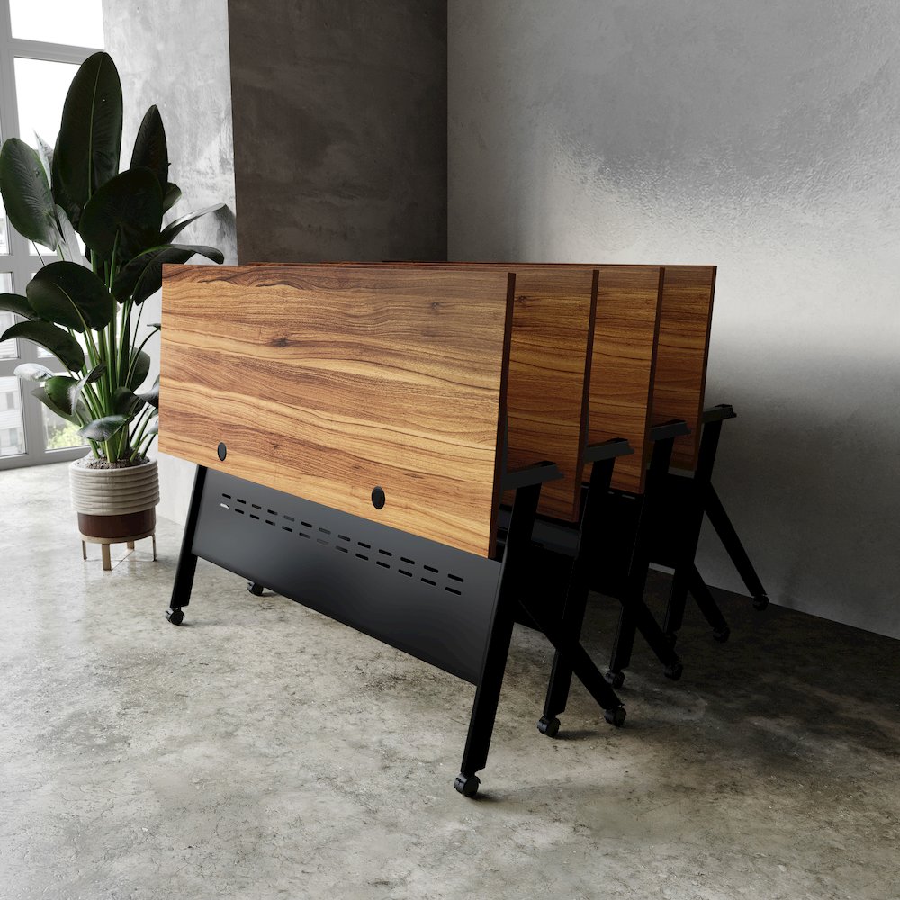 60"x 24" Nesting Flip Training Table with Y-Legs, Modesty Panel, Walnut Tabletop. Picture 6