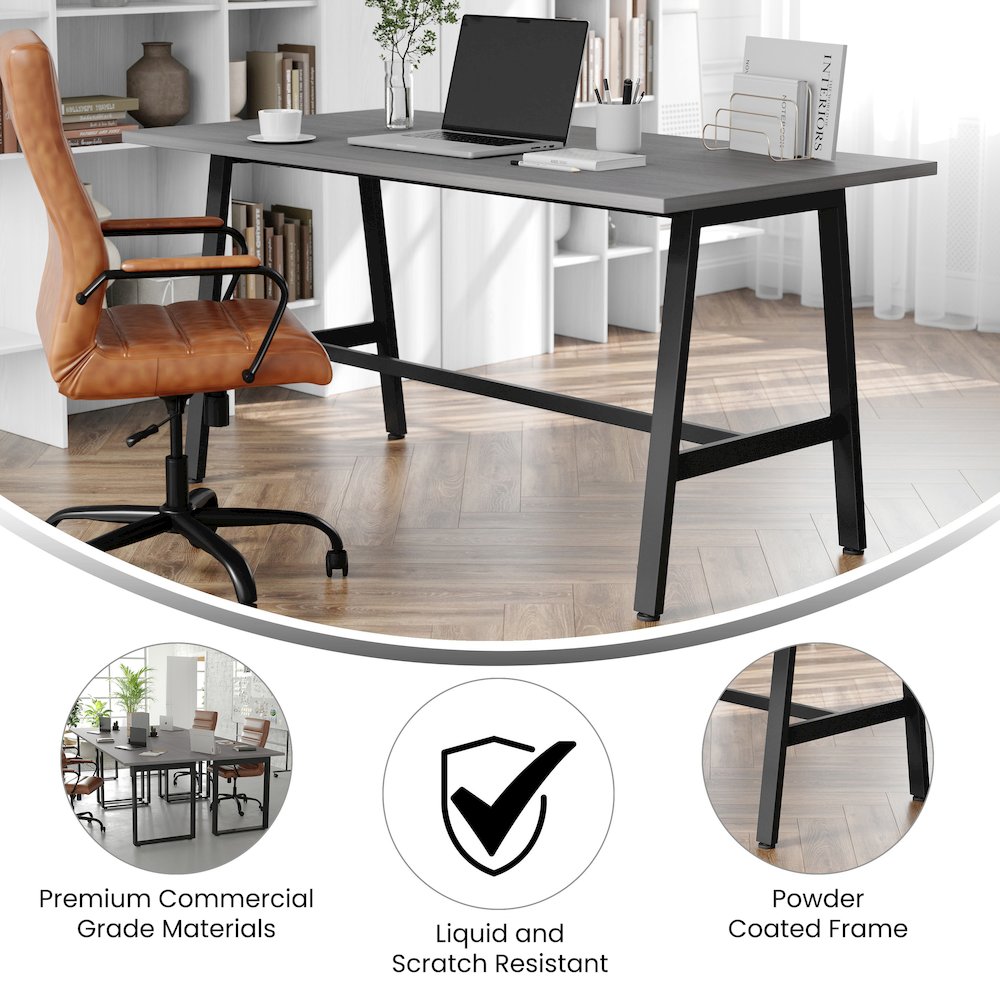 Contemporary 60x30 Commercial Grade Conference Table, Gray Oak. Picture 4