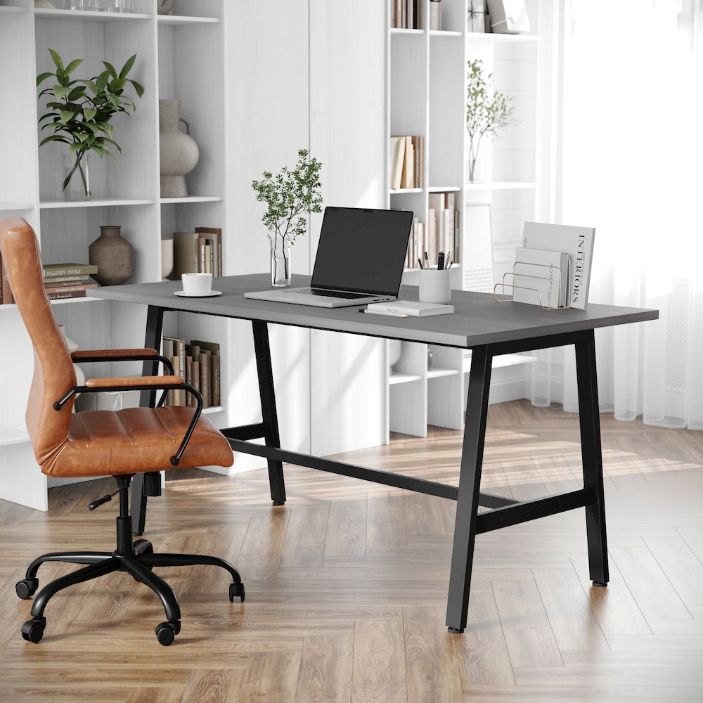 Contemporary 60x30 Commercial Grade Conference Table, Gray Oak. Picture 3