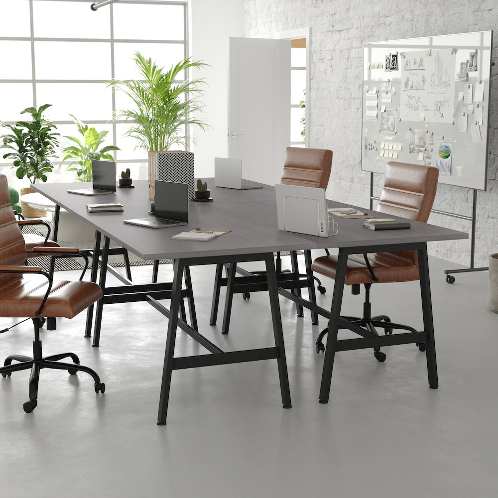 Contemporary 60x30 Commercial Grade Conference Table, Gray Oak. Picture 6