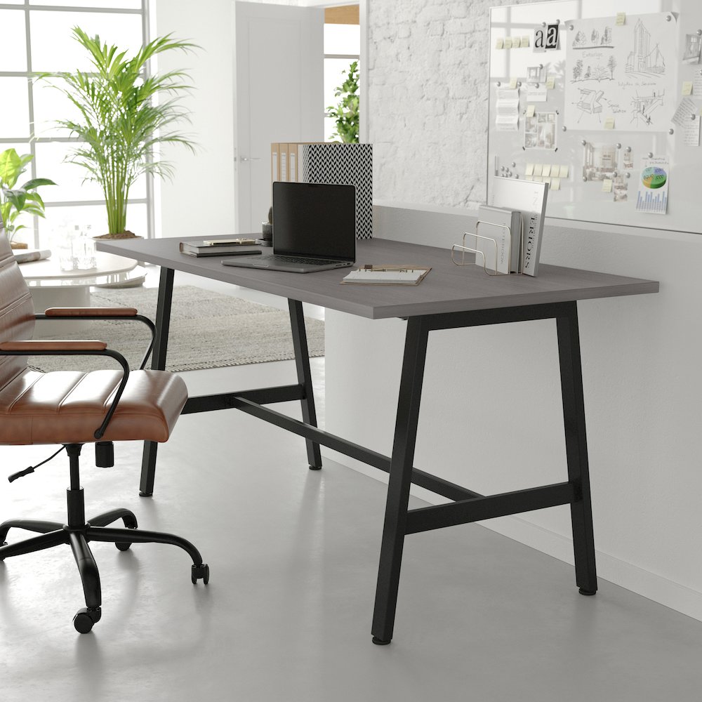 Contemporary 60x30 Commercial Grade Conference Table, Gray Oak. Picture 7