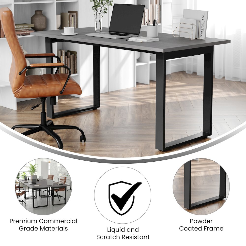 Contemporary 60x30 Commercial Grade Conference Table, Gray Oak. Picture 4