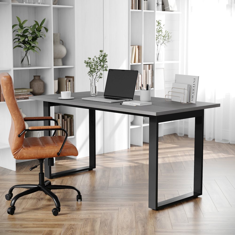 Contemporary 60x30 Commercial Grade Conference Table, Gray Oak. Picture 3