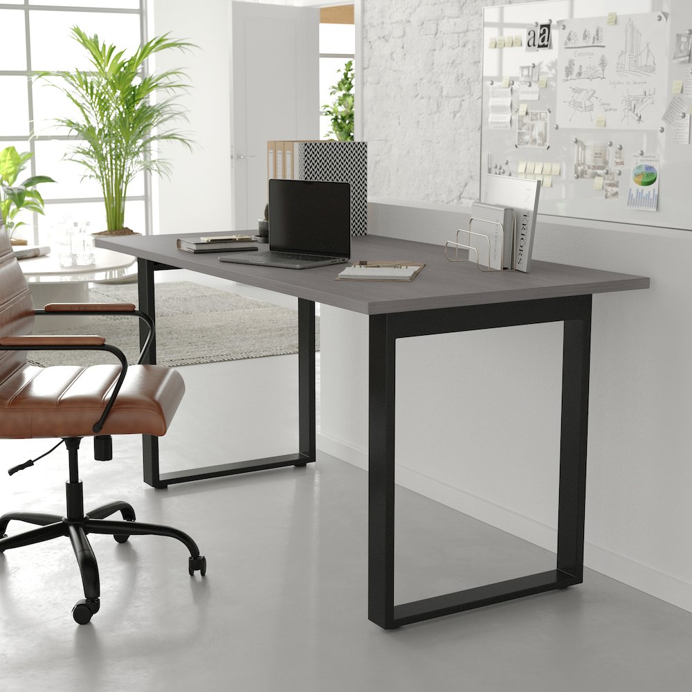 Contemporary 60x30 Commercial Grade Conference Table, Gray Oak. Picture 7