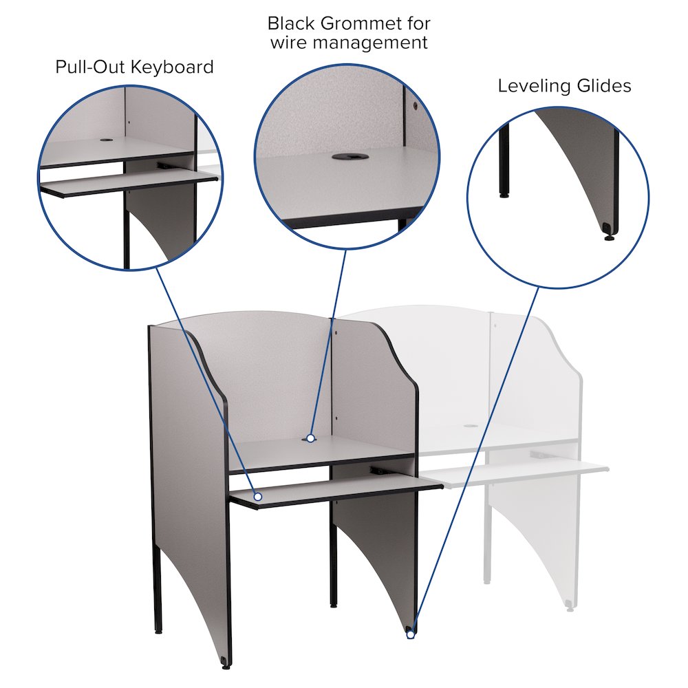Study Carrel in Nebula Grey Finish. Picture 4