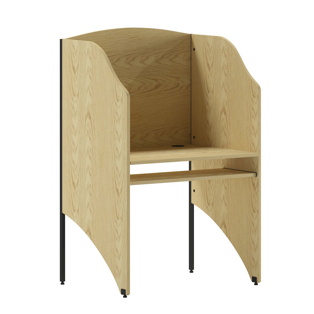 Study Carrel in Oak Finish. Picture 1