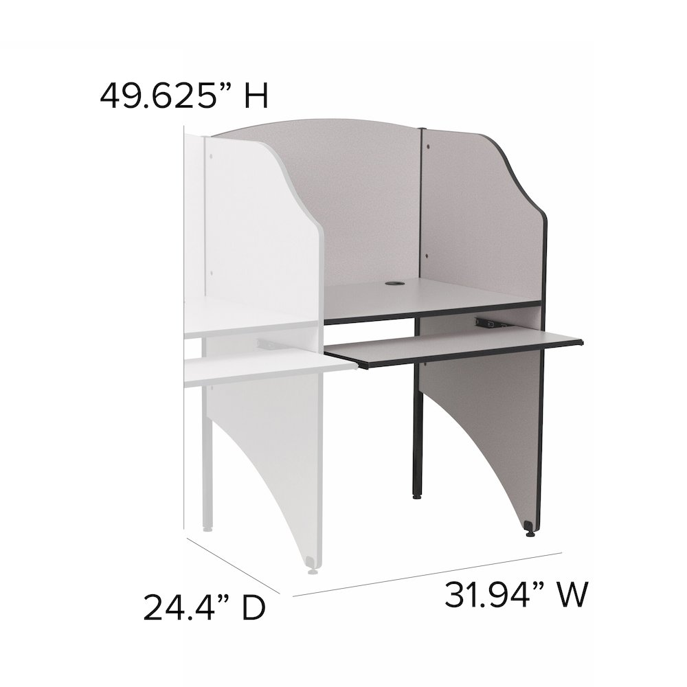 Add-On Study Carrel in Nebula Grey Finish. Picture 6
