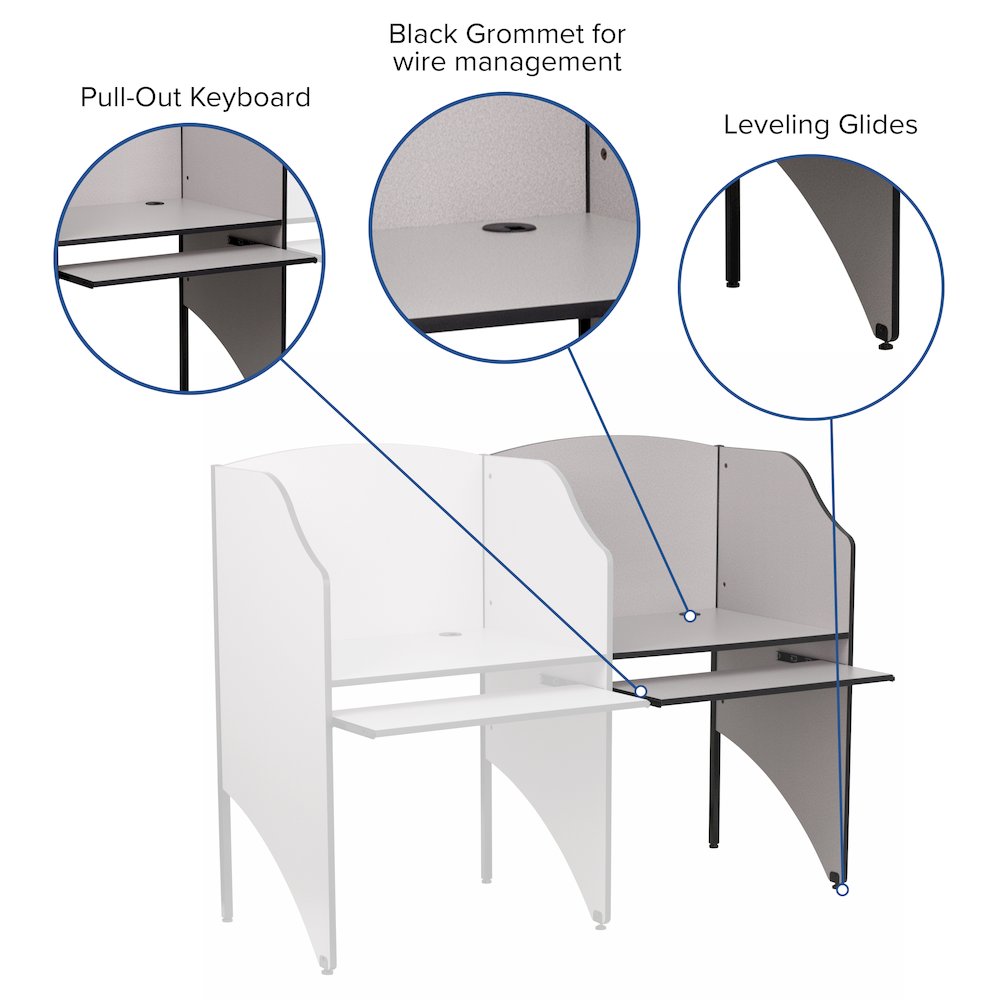 Add-On Study Carrel in Nebula Grey Finish. Picture 5