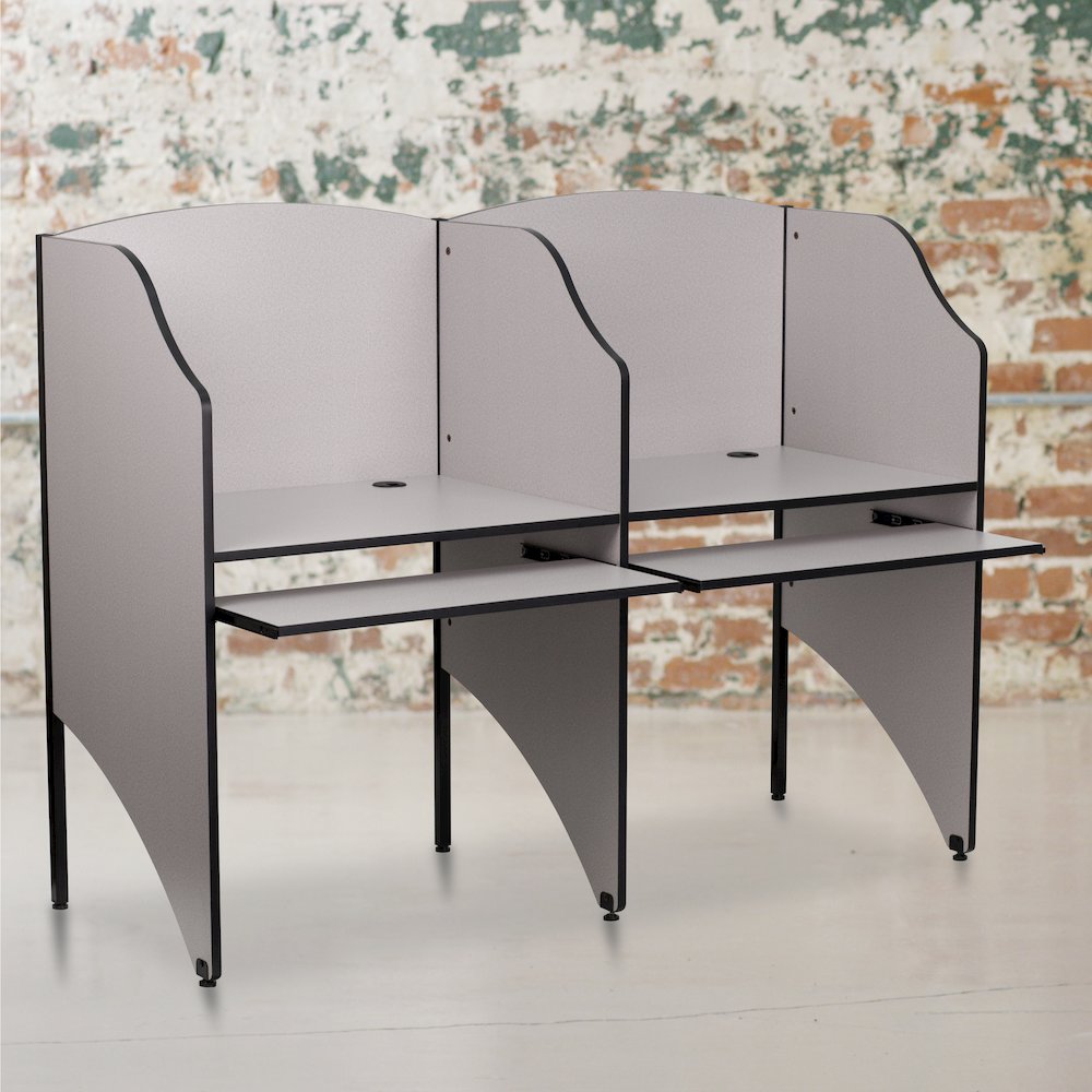 Add-On Study Carrel in Nebula Grey Finish. Picture 2