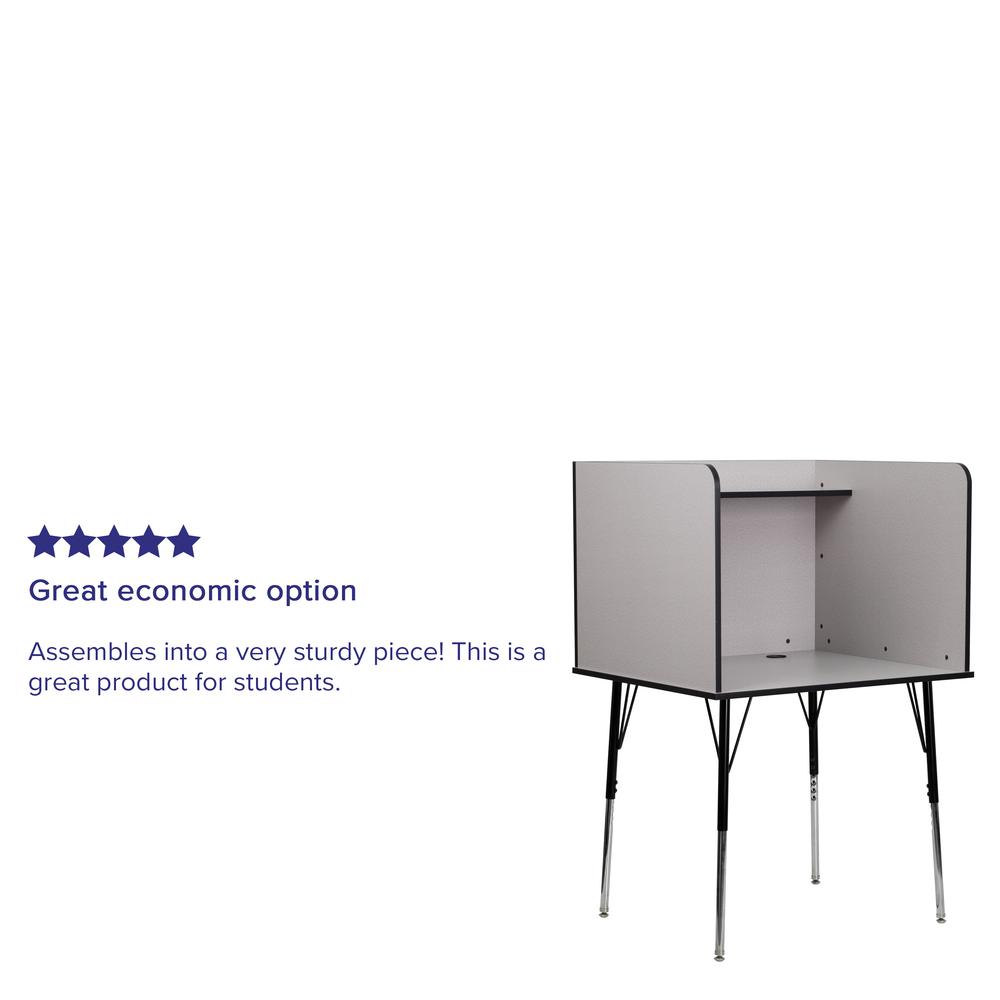 Study Carrel with Adjustable Legs and Top Shelf in Nebula Grey Finish. Picture 5