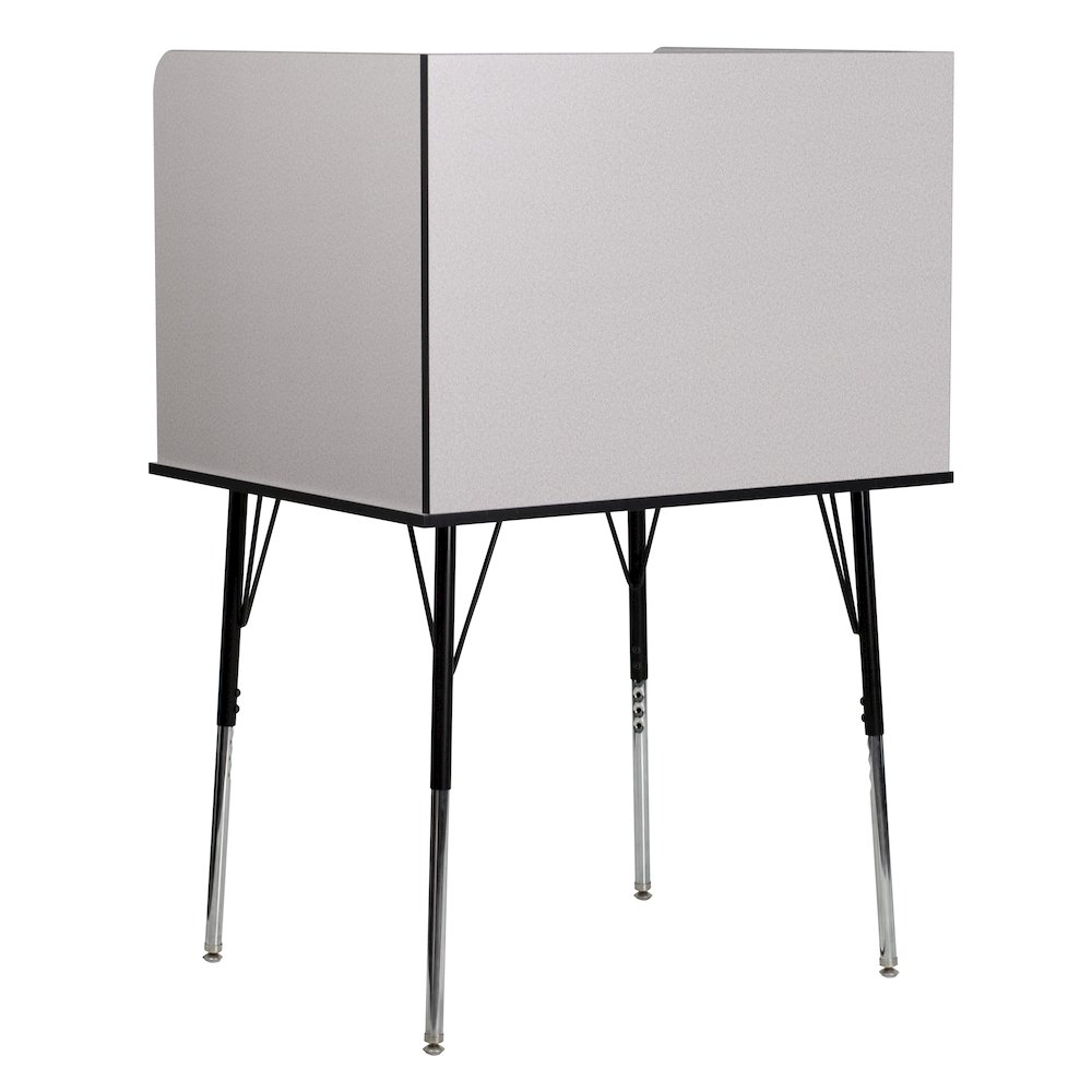 Stand-Alone Study Carrel with Top Shelf - Nebula Grey Finish. Picture 7