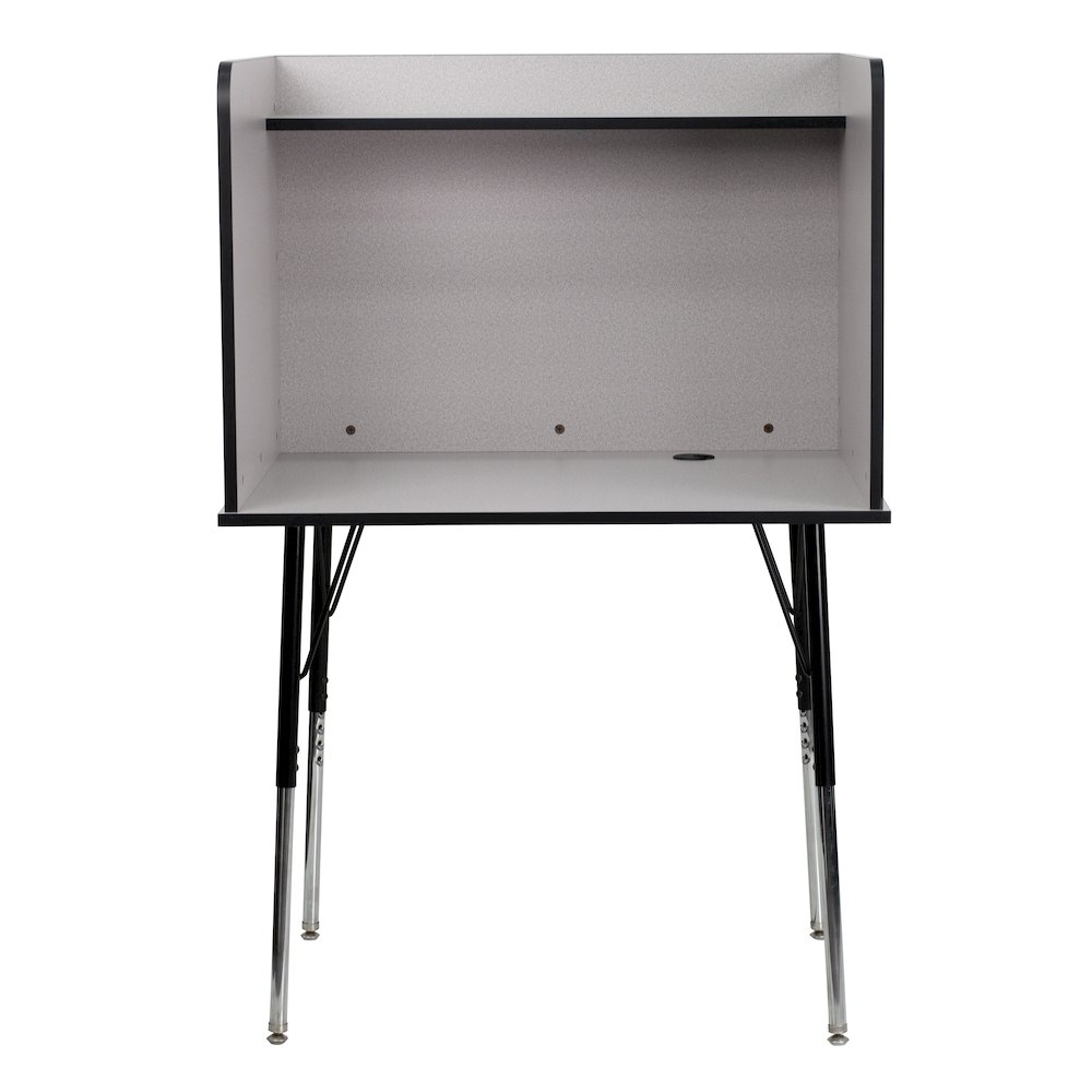 Stand-Alone Study Carrel with Top Shelf - Nebula Grey Finish. Picture 8